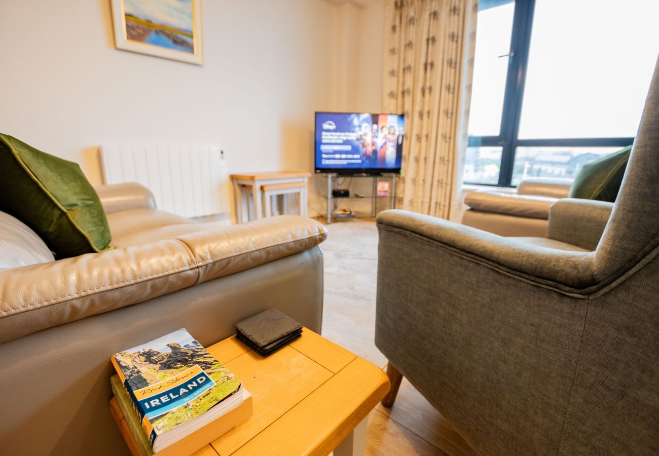 Apartment in Galway City - PENTHOUSE with Harbour and Panoramic Water Views. Private Rooftop Terrace. Family Friendly. Free Parking